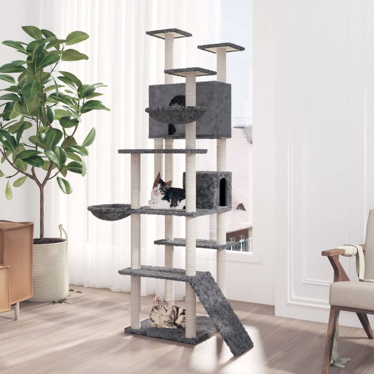Vidaxl Cat Meubles avec Sisal Scratch Posts 191 cm Gris foncé