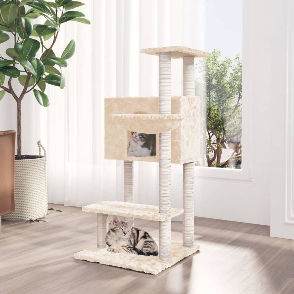 Vidaxl Cat Meubles avec Sisal Scratch Posts 108,5 cm Crème -Colored