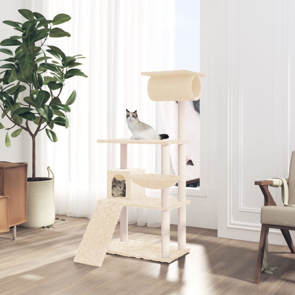Vidaxl Cat Furniture avec Sisal Scratch Posts 131 cm Crème -Colored