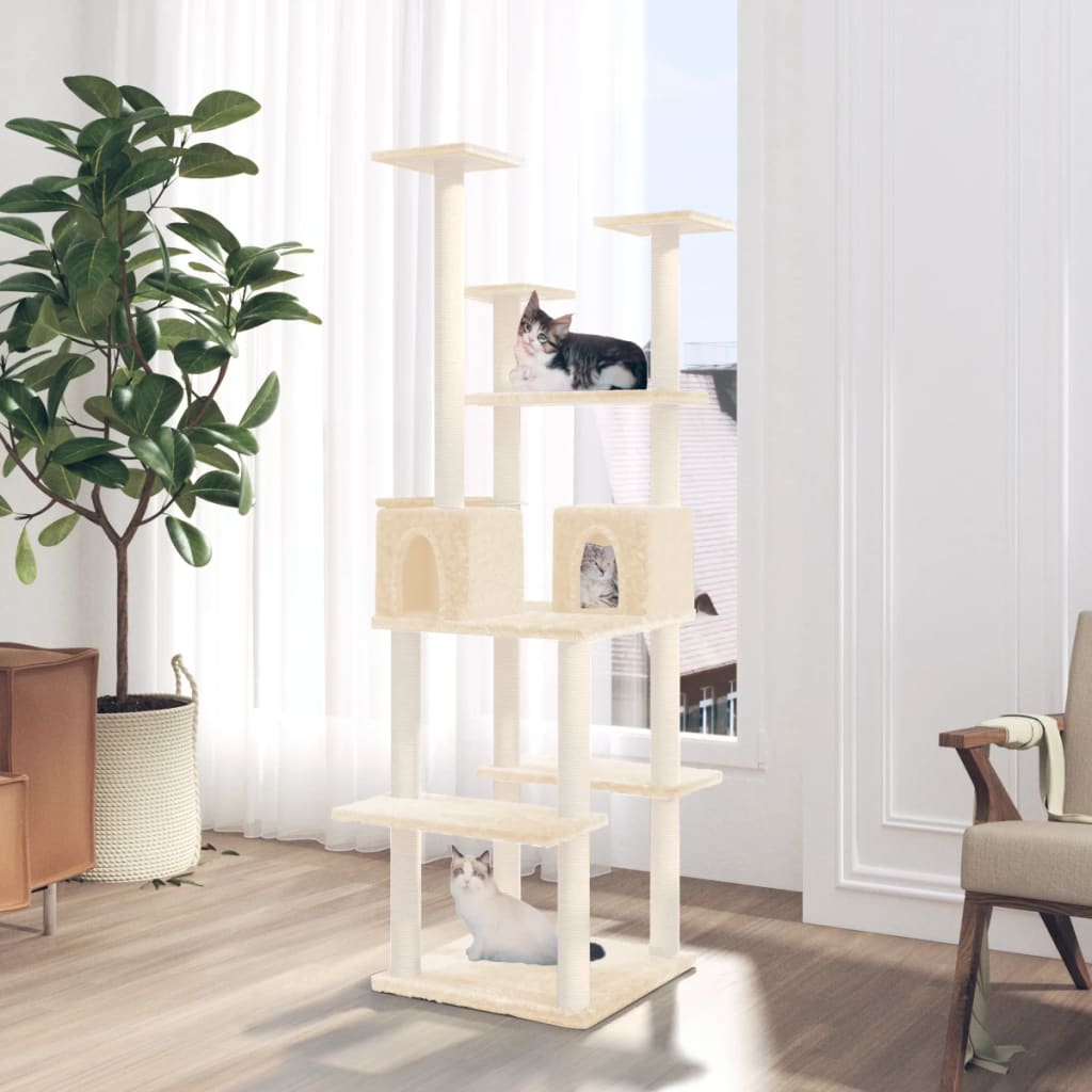 Vidaxl Cat Furniture avec Sisal Scratch Posts 167 cm Crème -Colored