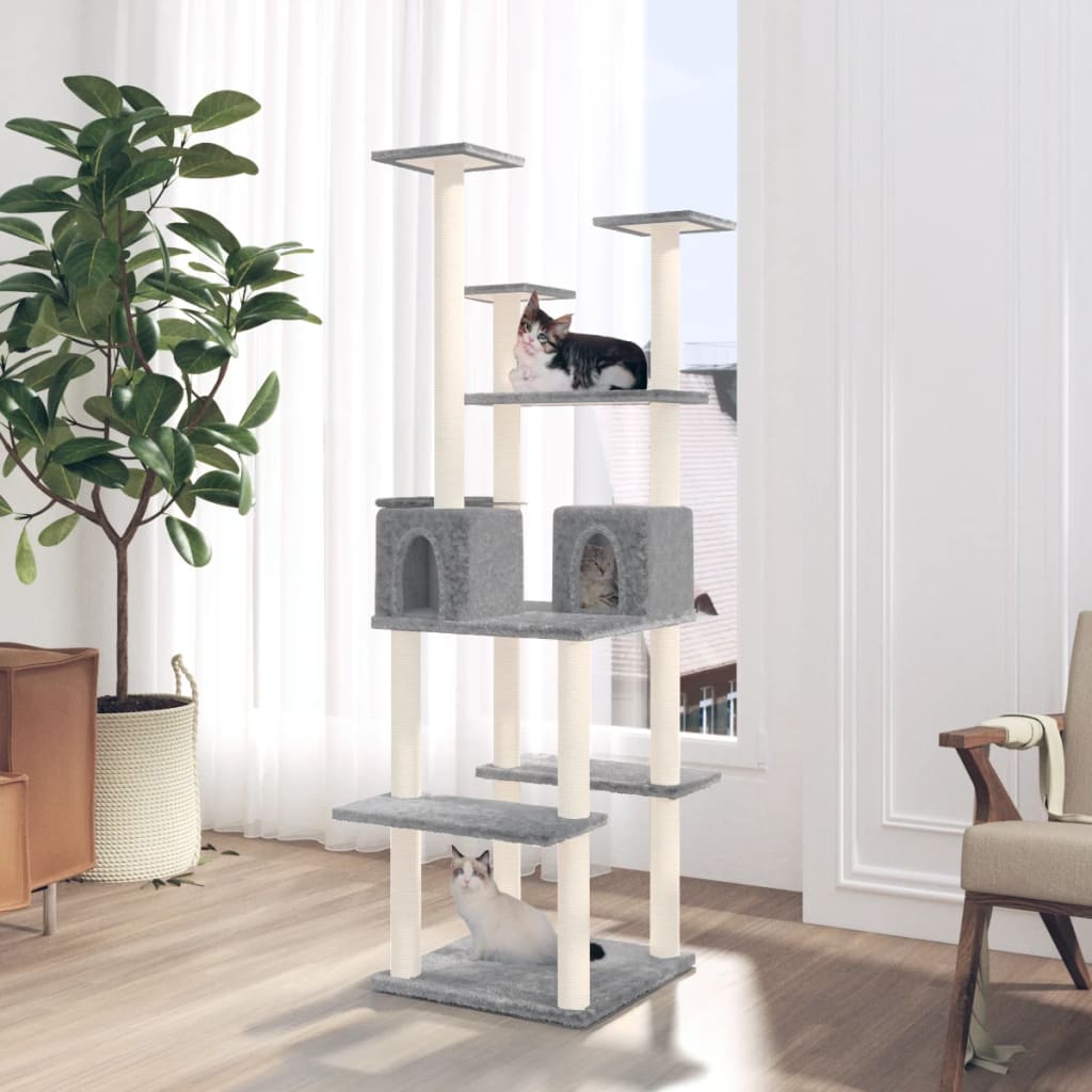 Vidaxl Cat Meubles avec Sisal Scratch Posts 167 cm Gris clair