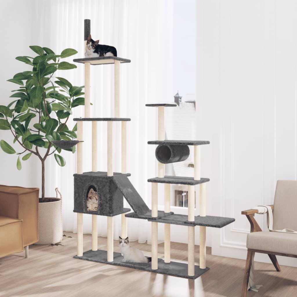 Vidaxl Cat Meubles avec sisal Scratch Posts 279 cm Gris foncé