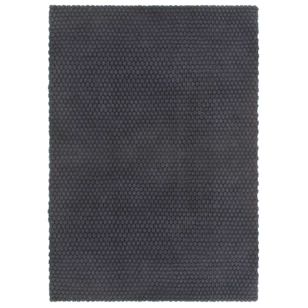 Vidaxl tapis rectangulaire 120x180 cm anthracite de coton -colore