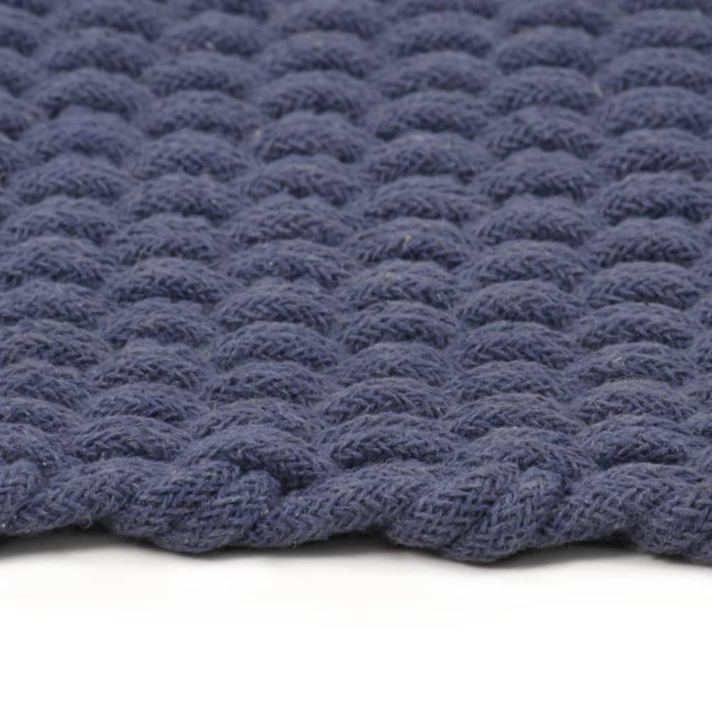 Vidaxl tapis rectangulaire 160x230 cm Coton bleu marine