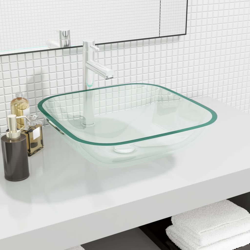 Vidaxl Washbasin 42x42x14 cm Verre transparent