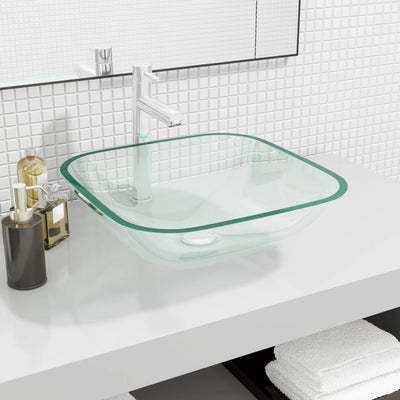 Vidaxl Washbasin 42x42x14 cm Verre transparent