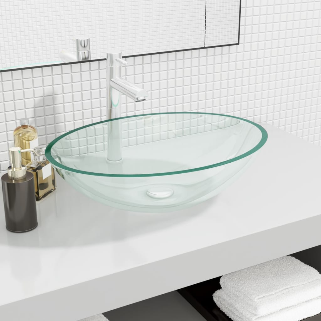Vidaxl Washbasin 50x37x14 cm Verre transparent