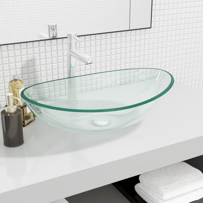 Vidaxl Washbasin 54.5x35x15,5 cm Verre durci transparent
