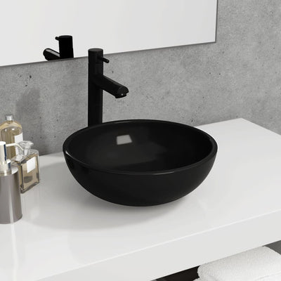 Vidaxl Washingin 35x12 cm en verre trempé noir