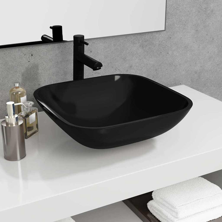 Vidaxl Washbasin 42x42x14 cm en verre noir