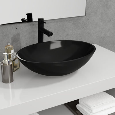Vidaxl Washbasin 50x37x14 cm en verre noir