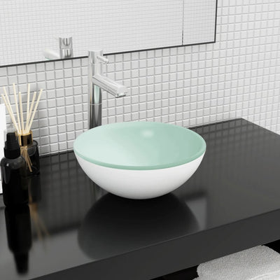 Vidaxl Washingin 30x12 cm blanc trempé blanc