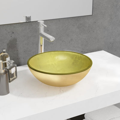 Vidaxl Washbasin 35x12 cm en verre trempé or de couleur