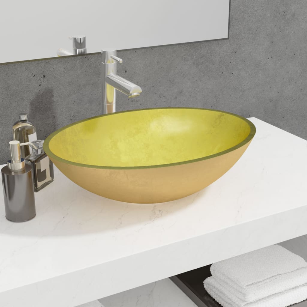 Vidaxl Washbasin 50x37x14 cm en verre or couleur
