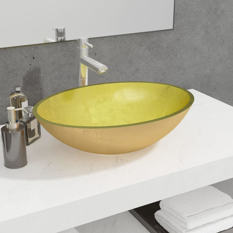 Vidaxl Washbasin 50x37x14 cm en verre or couleur