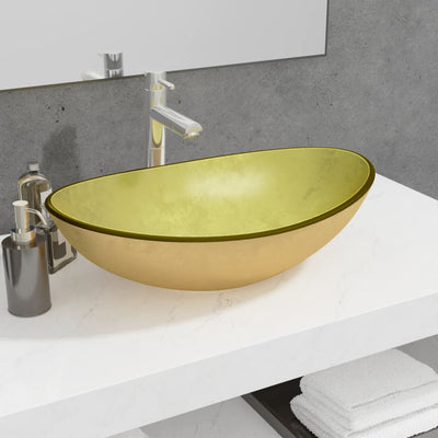 Vidaxl Washbasin 54.5x35x15,5 cm en verre en verre or de couleur