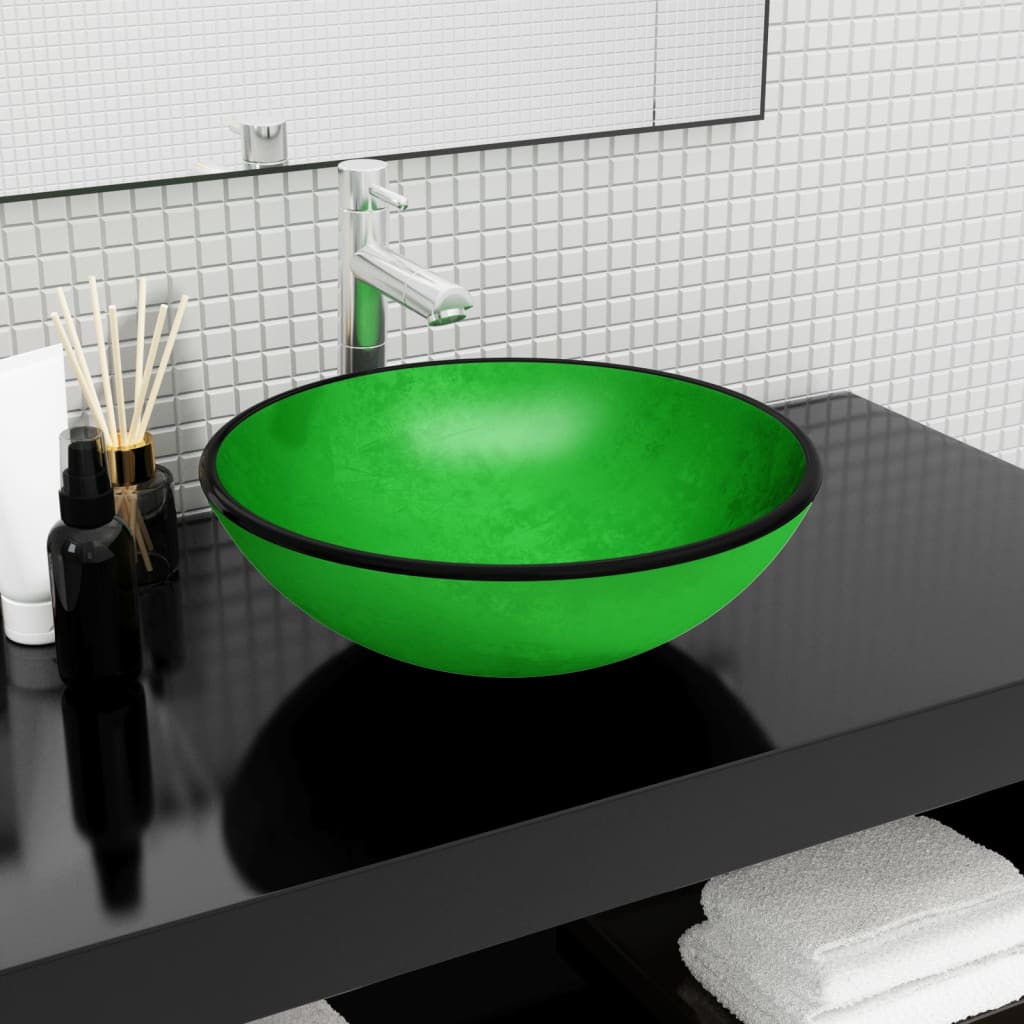 Vidaxl Washbasin 42x14 cm vert trempé vert