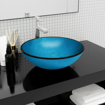 Vidaxl Washbasin 42x14 cm bleu en verre durci