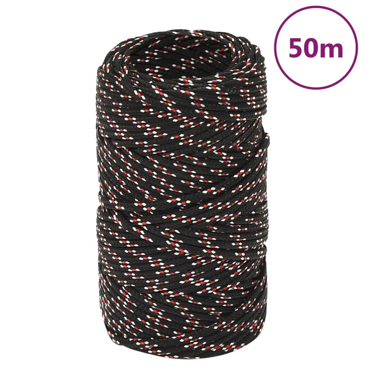 Corde à démarrage Vidaxl 2 mm 50 m de polypropylène noir