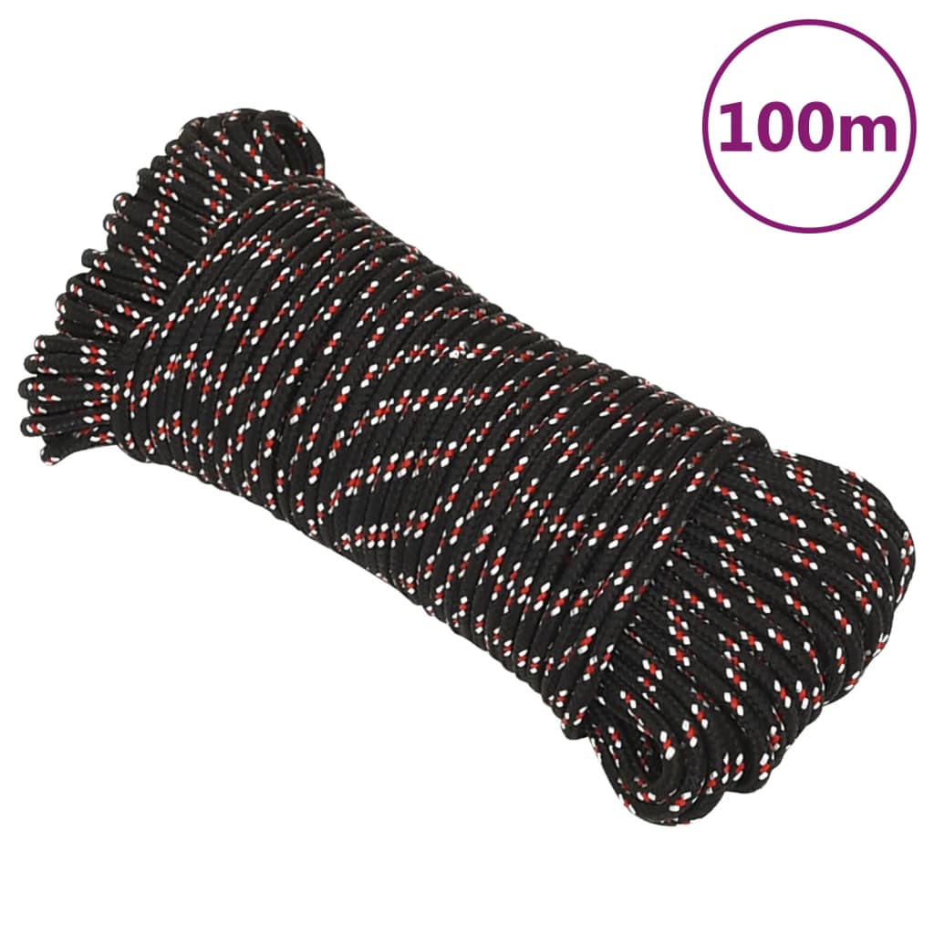 Corde à démarrage Vidaxl 3 mm 100 m de polypropylène noir