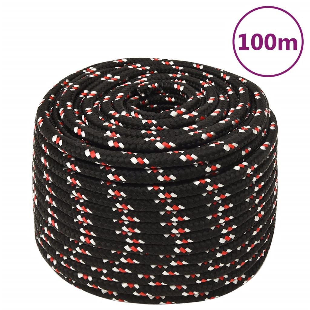 Corde à démarrage Vidaxl 12 mm 100 m de polypropylène noir
