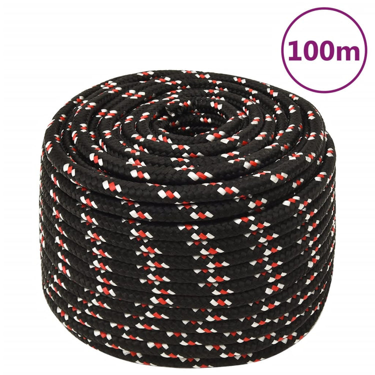 Corde à démarrage Vidaxl 12 mm 100 m de polypropylène noir