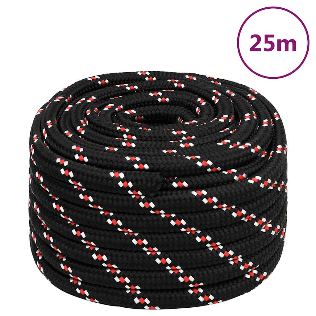 Corde à démarrage Vidaxl 20 mm 25 m de polypropylène noir