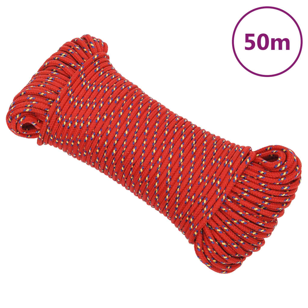 Corde de bateau Vidaxl 5 mm 50 m de polypropylène rouge