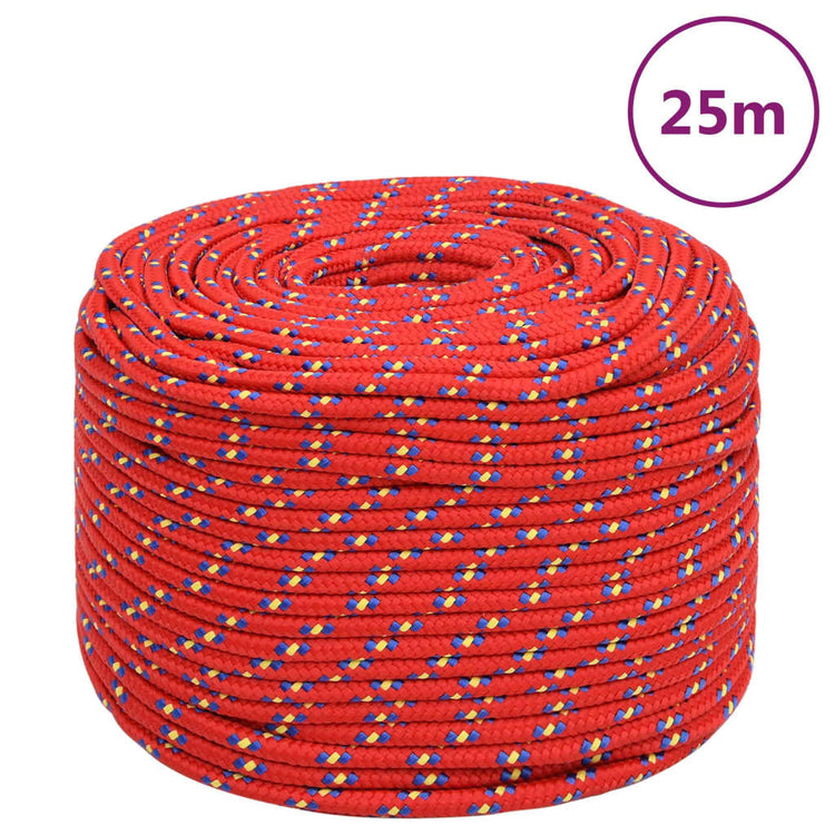 Corde de bateau vidaxl 10 mm 25 m de polypropylène rouge