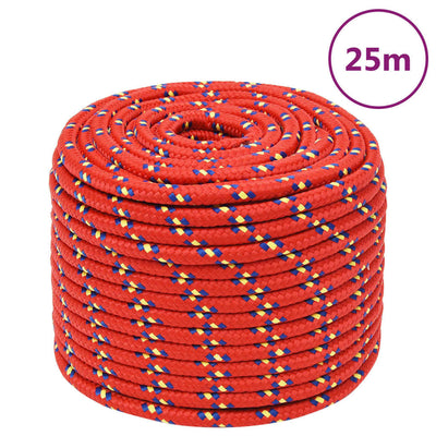 Corde de bateau vidaxl 14 mm 25 m de polypropylène rouge