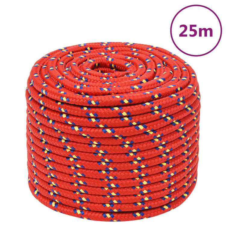 Corde de bateau vidaxl 14 mm 25 m de polypropylène rouge