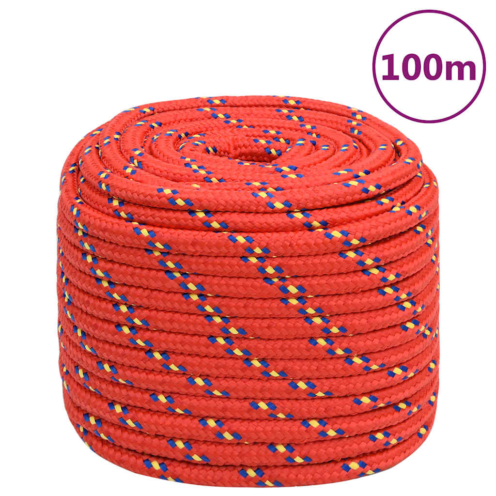 Corde de bateau vidaxl 16 mm 100 m de polypropylène rouge