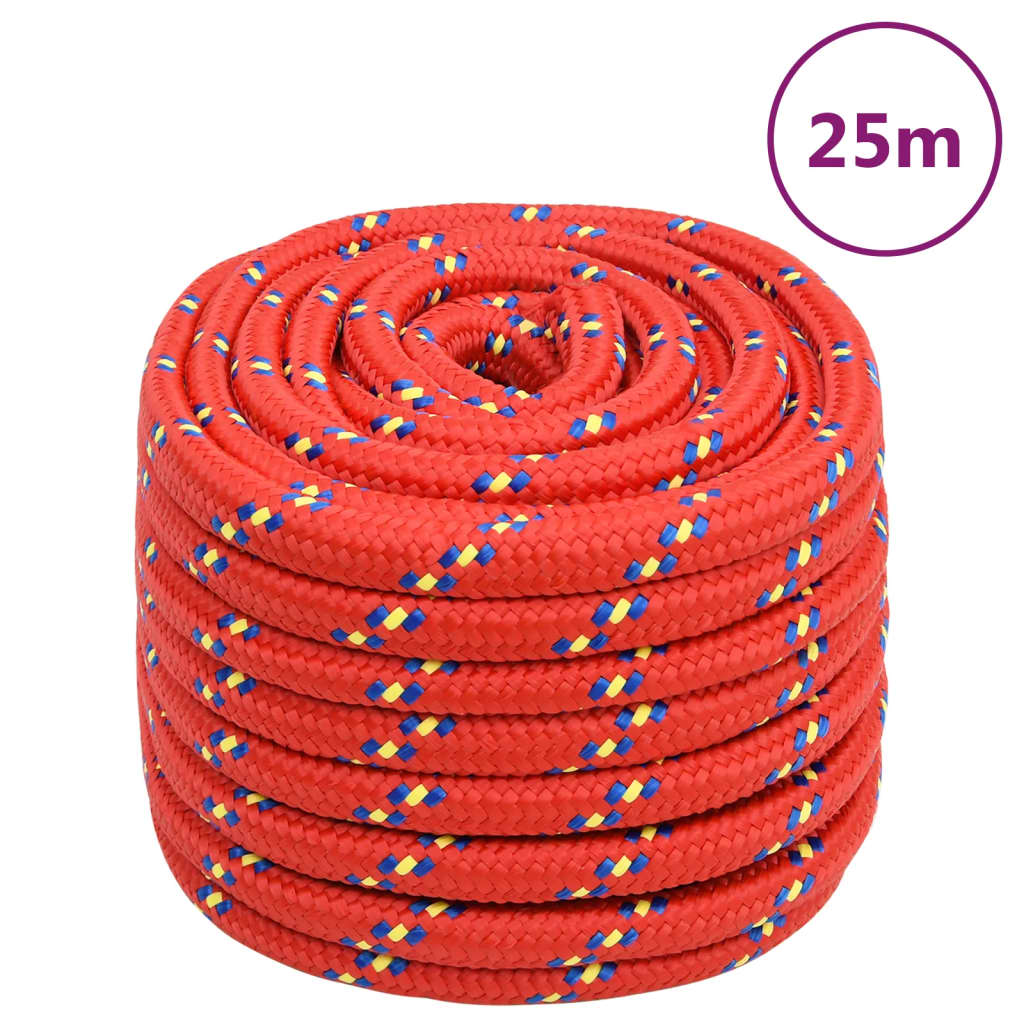 Corde de bateau vidaxl 20 mm 25 m de polypropylène rouge