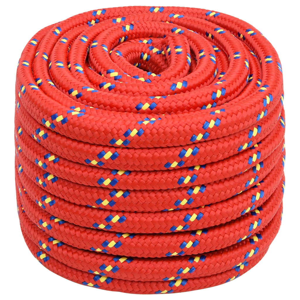 Corde de bateau vidaxl 20 mm 25 m de polypropylène rouge