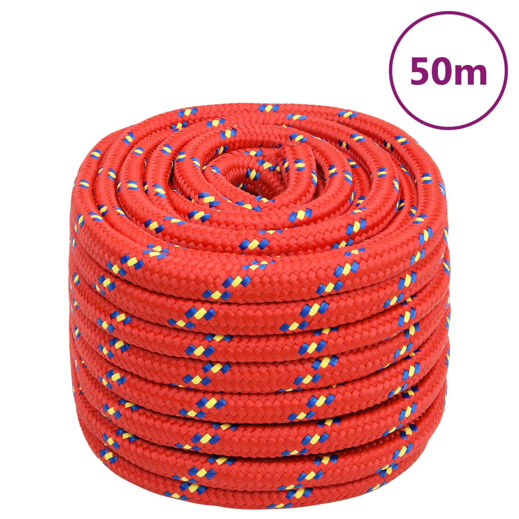 Corde de bateau vidaxl 20 mm 50 m de polypropylène rouge