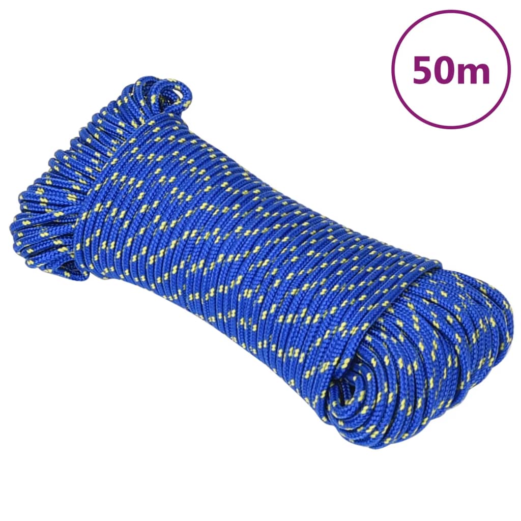 Corde à bateau Vidaxl 4 mm 50 m Bleu en polypropylène