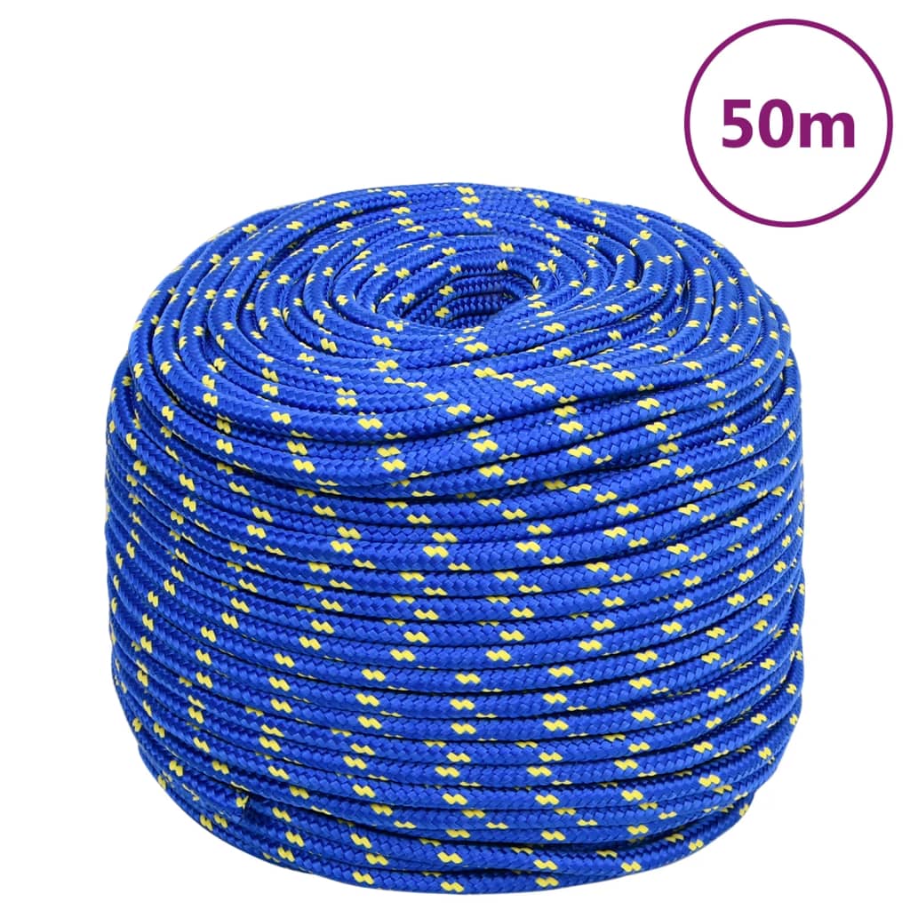 Corde à bateau Vidaxl 8 mm 50 m Bleu en polypropylène