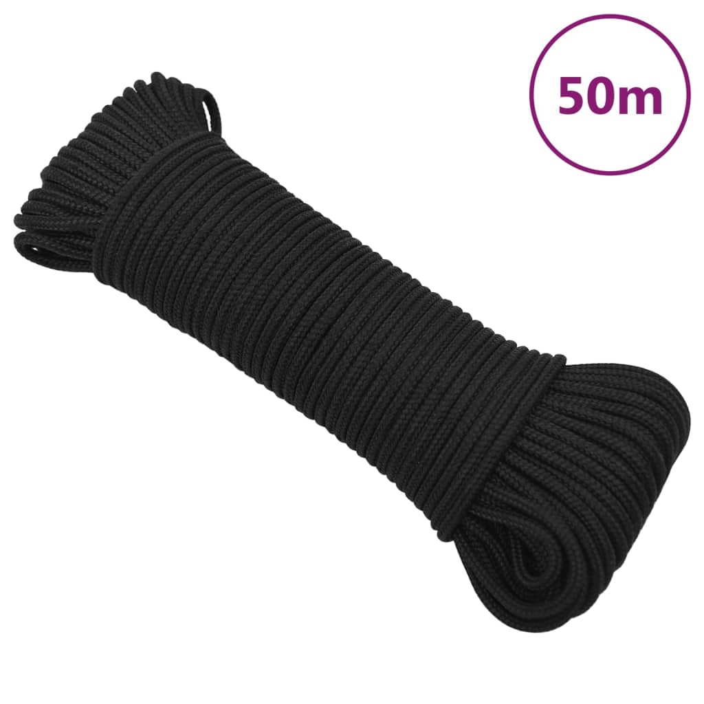 Corde de bateau vidaxl 5 mm 50 m de polypropène noir