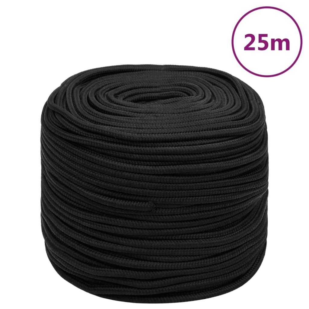Corde de bateau vidaxl 6 mm 25 m de polypropène noir