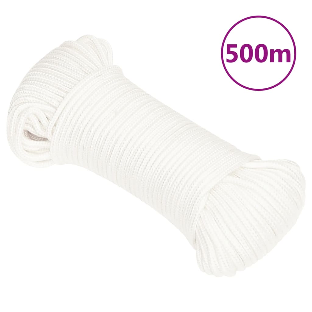 Corde de bateau vidaxl 3 mm 500 m en polypropylène plein blanc