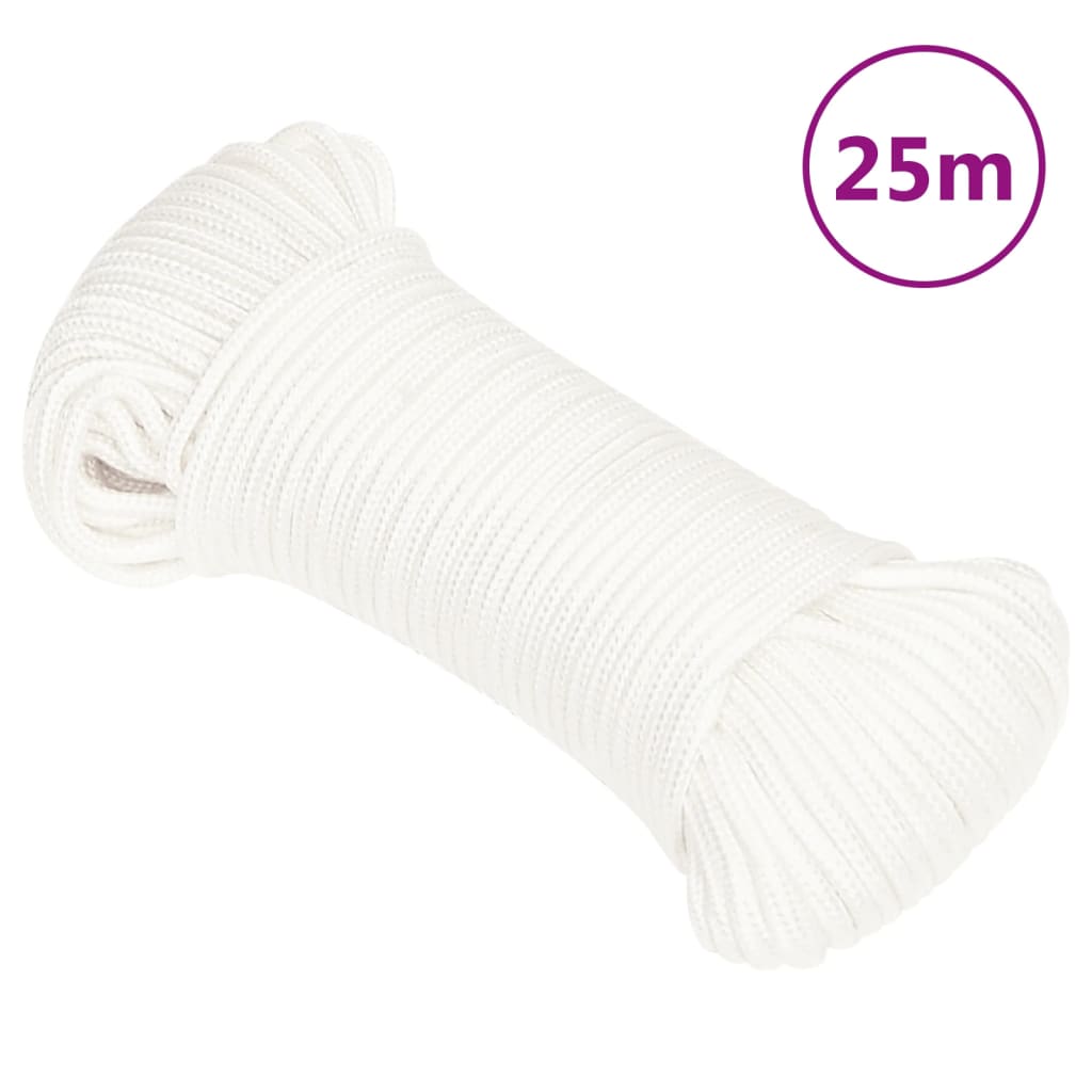 Corde de bateau vidaxl 4 mm 25 m polypropylène plein blanc