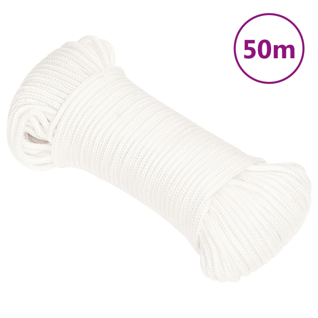 Corde de bateau vidaxl 4 mm 50 m polypropylène plein blanc