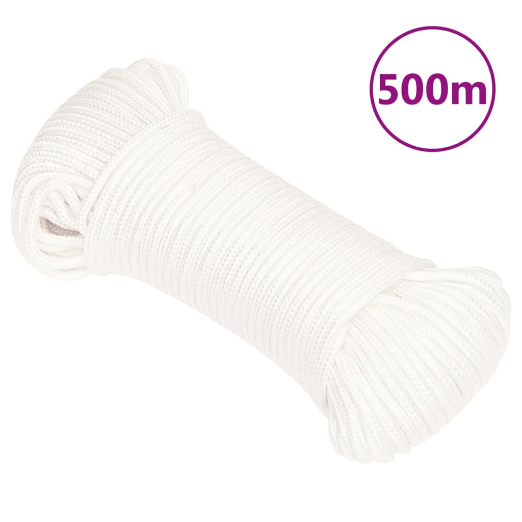 Corde de bateau vidaxl 4 mm 500 m en polypropylène plein blanc