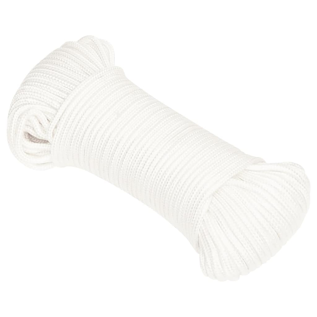 Corde de bateau vidaxl 4 mm 500 m en polypropylène plein blanc