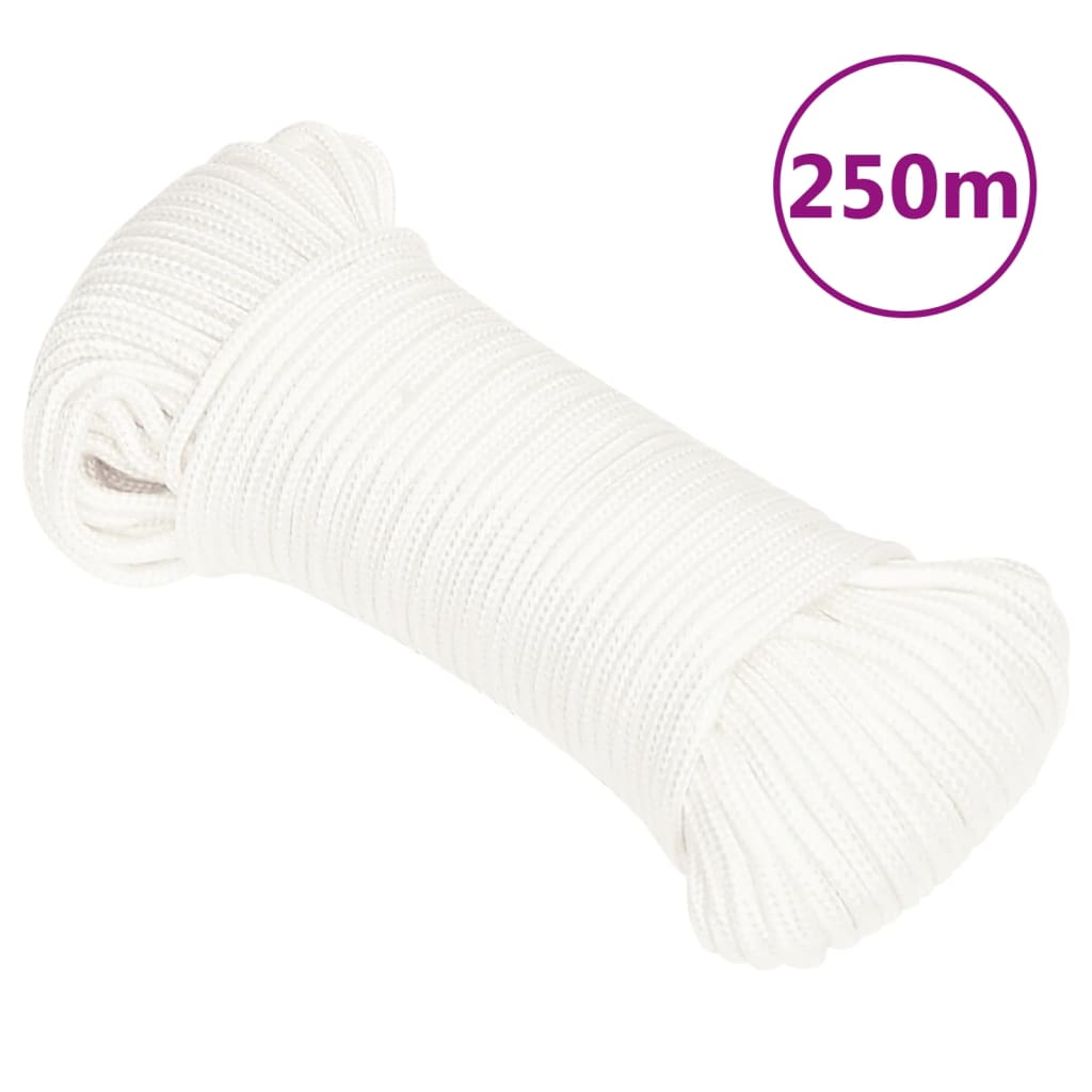 Corde de bateau vidaxl 5 mm 250 m en polypropylène plein blanc