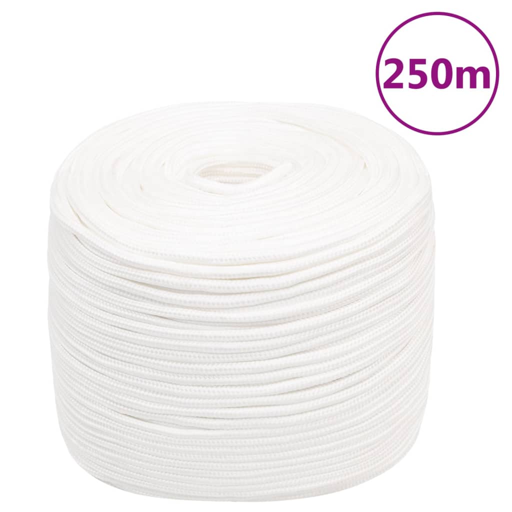 Corde de bateau Vidaxl 8 mm 250 m en polypropylène plein blanc