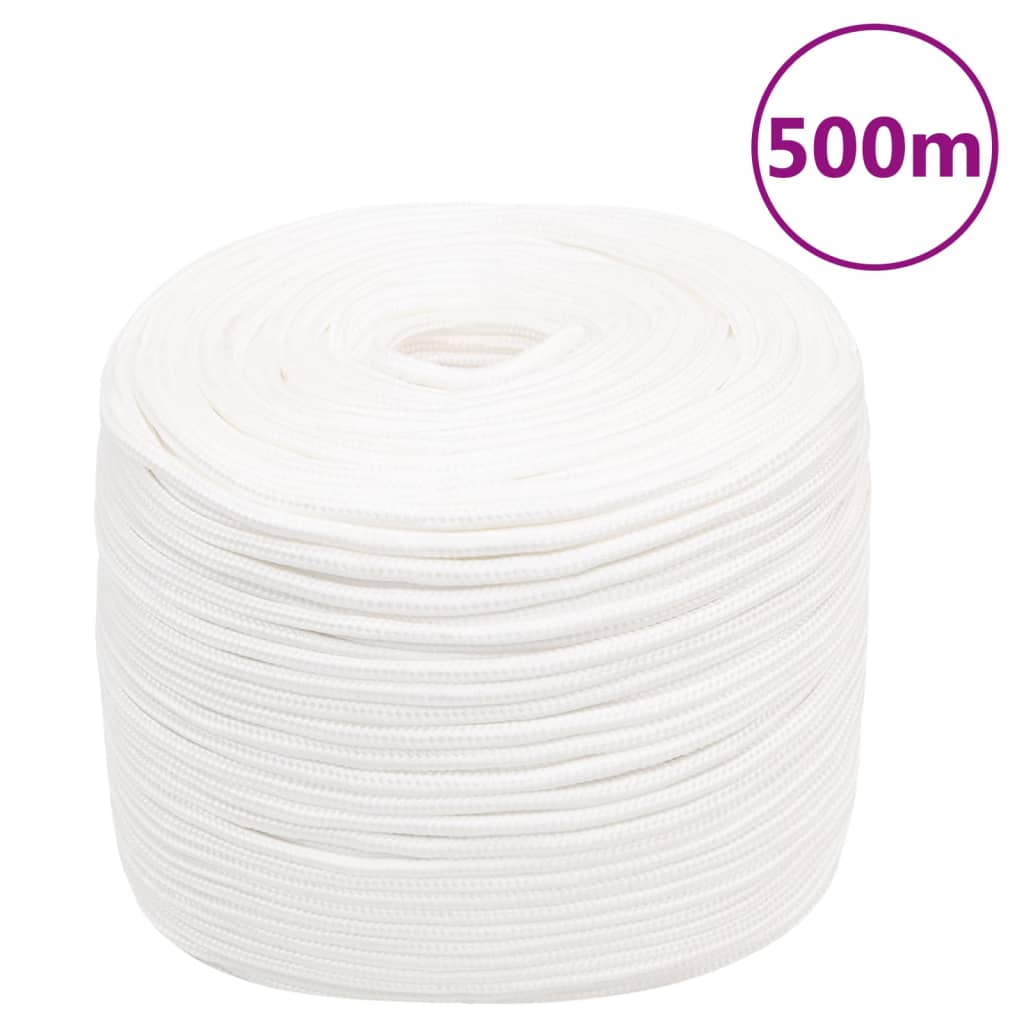 Corde de bateau vidaxl 8 mm 500 m en polypropylène plein blanc