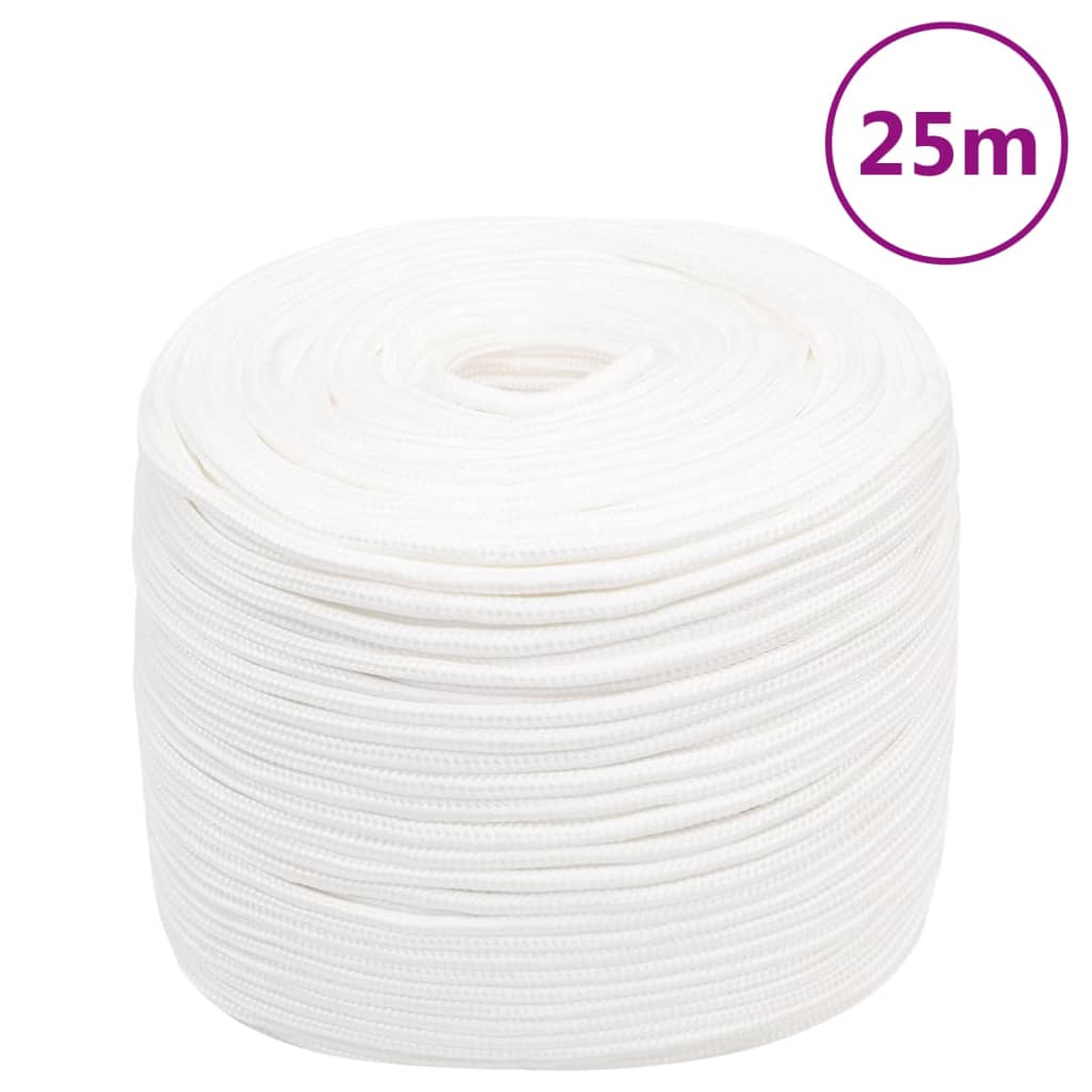 Corde de bateau vidaxl 10 mm 25 m polypropylène plein blanc
