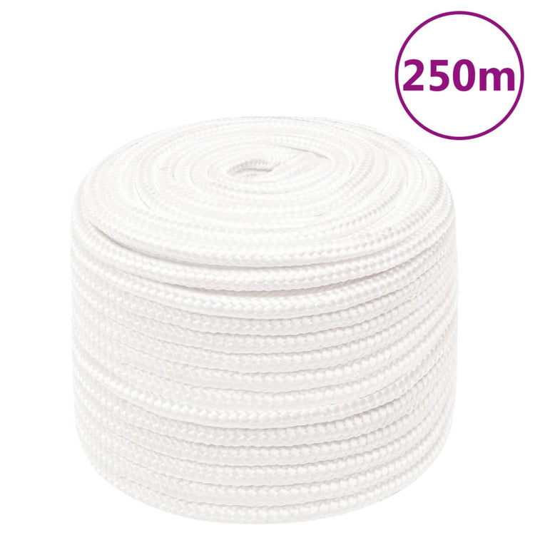 Corde de bateau vidaxl 14 mm 250 m en polypropylène plein blanc