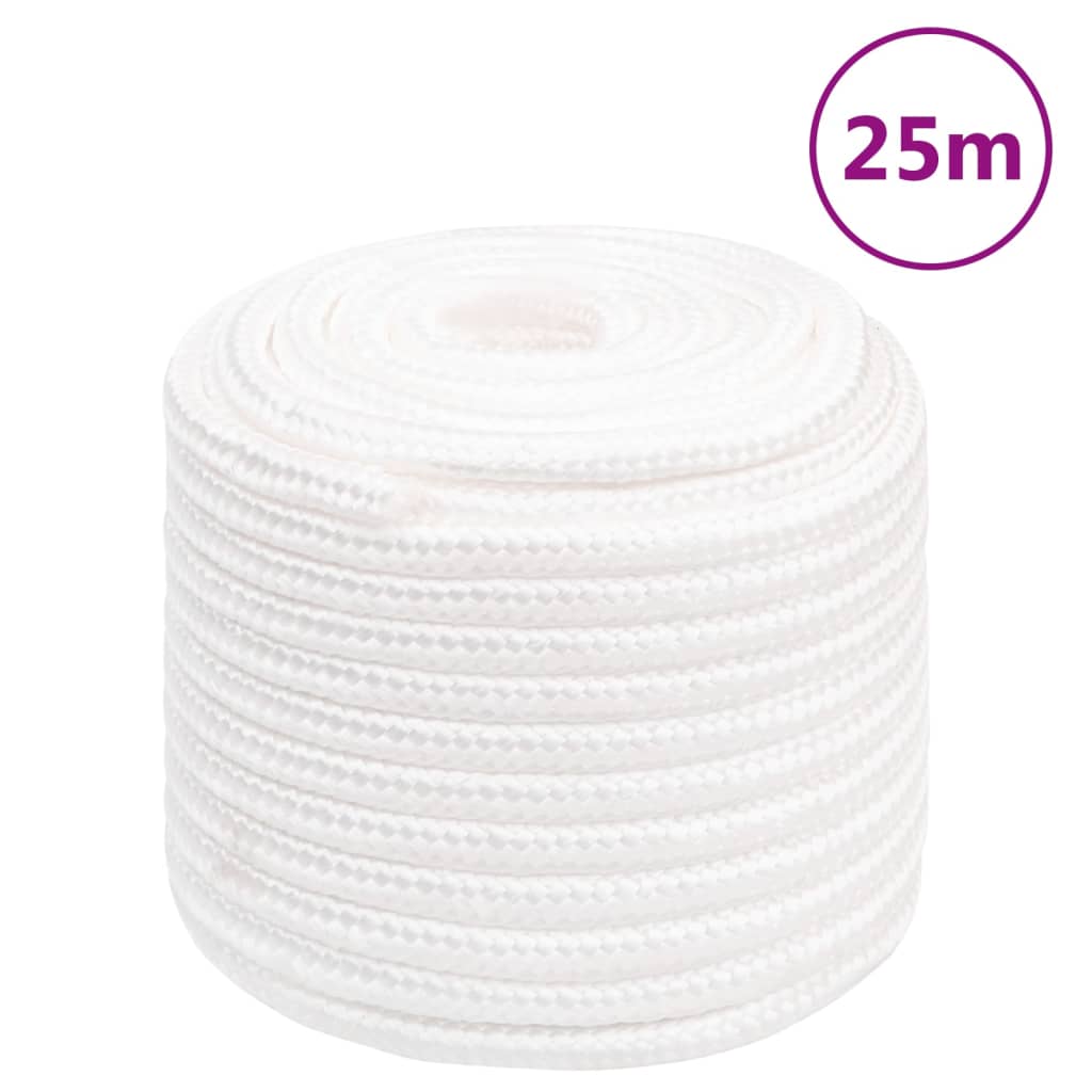 Corde de bateau vidaxl 16 mm 25 m polypropylène plein blanc
